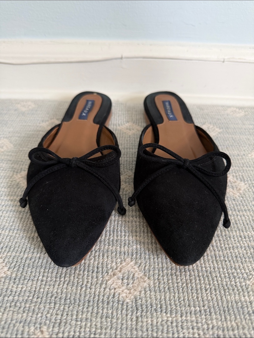 Margaux Black Suede Pointed Toe Bow-Accent Mule - Picture 3 of 8